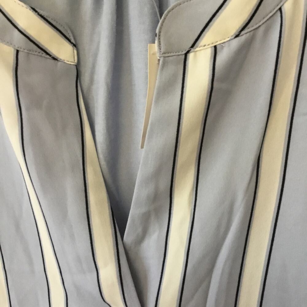 Loft Blue Striped V-Neck Mixed Media Top - Picture 10 of 16